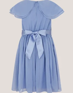 Ava Cape Sleeve Chiffon Bridesmaid Dress Blue