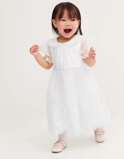 Baby Athena Floral Embroidered Dress White