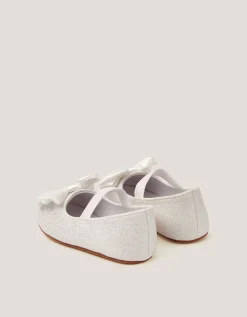Baby Bow Glitter Walker Shoes Ivory