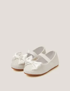 Baby Bow Glitter Walker Shoes Ivory
