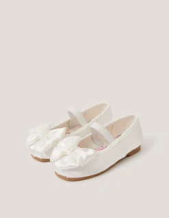 Baby Bow Satin Walker Shoes Ivory