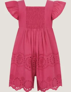 Baby Butterfly Broderie Romper Pink