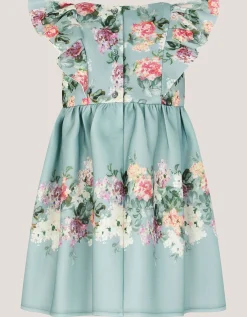 Baby Cassie Floral Print Ruffle Dress Green