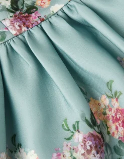 Baby Cassie Floral Print Ruffle Dress Green