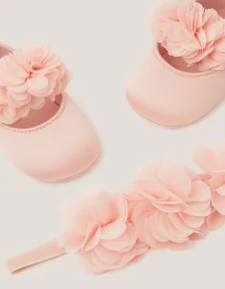 Baby Corsage Booties & Headband Set Pink