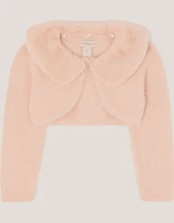 Baby Detachable Collar Fuzzy Cardigan Pink