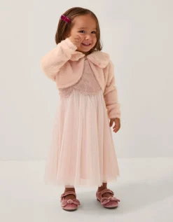 Baby Detachable Collar Fuzzy Cardigan Pink