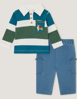 Baby Digby Polo Top & Joggers Set Blue