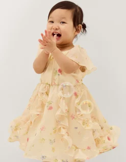 Baby Ditsy Floral Ruffle Party Dress Yellow