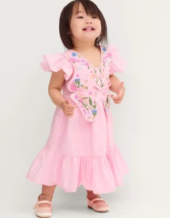 Baby Embroidered Butterfly Bodice Dress Pink