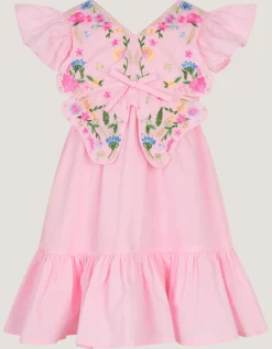 Baby Embroidered Butterfly Bodice Dress Pink