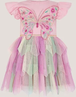 Baby Embroidered Butterfly Disco Dress Pink
