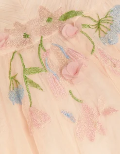 Baby Estella Floral Embroidered Party Dress Pink
