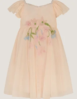 Baby Estella Floral Embroidered Party Dress Pink