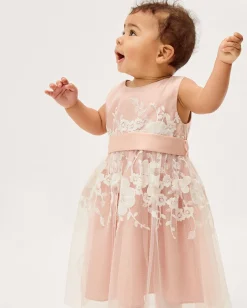 Baby Felicity Embroidered Floral Dress Pink