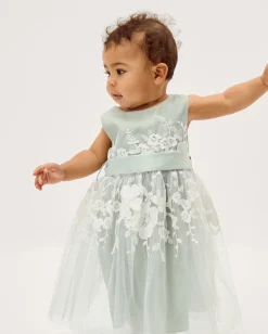 Baby Felicity Embroidered Floral Dress Green