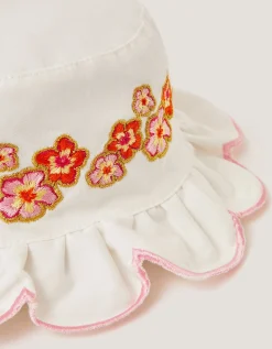 Baby Floral Embroidered Bucket Hat Ivory