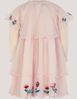 Baby Floral Embroidered Scallop Tier Dress Ivory