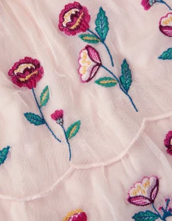 Baby Floral Embroidered Scallop Tier Dress Ivory