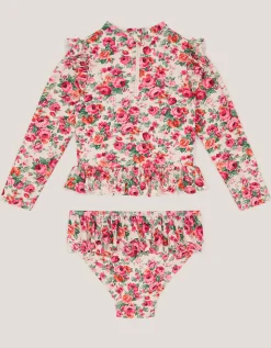 Baby Floral UPF50+ Rash Vest Swim Set Pink