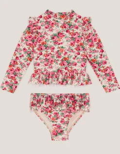 Baby Floral UPF50+ Rash Vest Swim Set Pink
