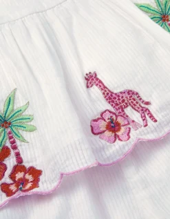 Baby Giraffe Embroidered Top & Shorts Set Ivory