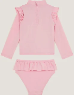 Baby Giraffe Print Rash Vest Swim Set Pink