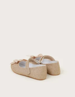 Baby Glitter Bow Walkers Gold