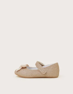 Baby Glitter Bow Walkers Gold