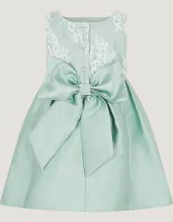 Baby Juno Lace Satin Dress Green