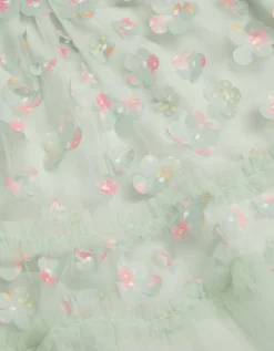 Baby Kala Floral Appliqué Party Dress Green