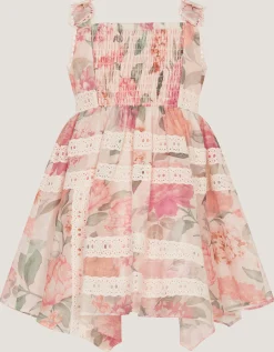 Baby Kelis Floral Broderie Trim Dress Pink