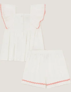 Baby Mermaid Embroidered Top & Shorts Ivory