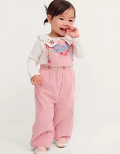 Baby Mon Cheri Embroidered Dungaree & Top Set Pink
