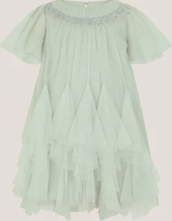 Baby Nessa Sparkle Collar Waterfall Dress Green