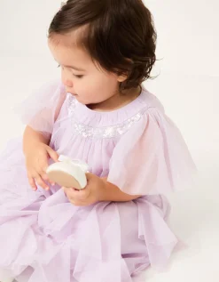 Baby Nessa Sparkle Collar Waterfall Dress Purple