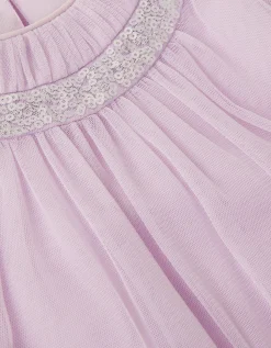 Baby Nessa Sparkle Collar Waterfall Dress Purple