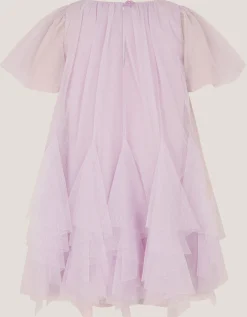 Baby Nessa Sparkle Collar Waterfall Dress Purple