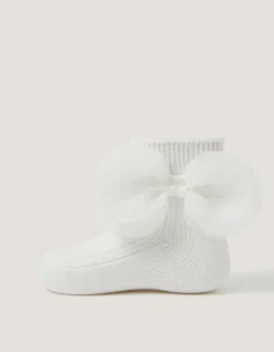 Baby Organza Bow Socks White