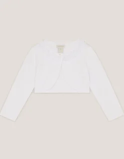Baby Ottilie Appliqué Rose Cardigan White