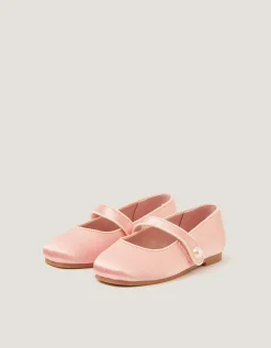 Baby Pearl Strap Satin Walker Shoes Pink