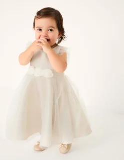Baby Principesa Appliqué Rose Sparkle Dress Gold