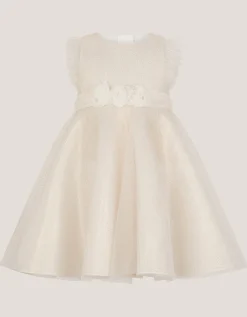 Baby Principesa Appliqué Rose Sparkle Dress Gold