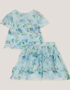 Baby Roma Floral Print Ruffle Top & Skirt Set Multi