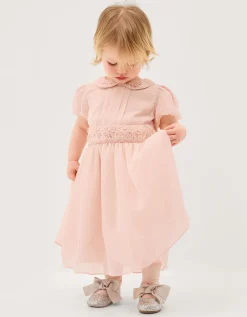 Baby Romee Puff Sleeve Embroidered Party Dress Pink