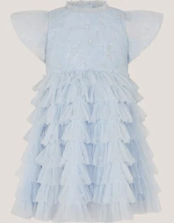 Baby Shikha Embellished Frill Dress Blue