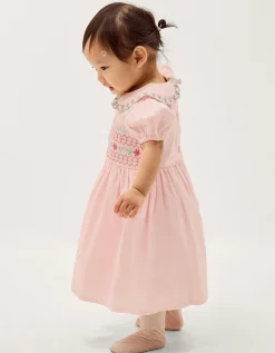 Baby Smocked Dress & Knickers Set Pink