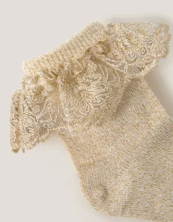 Baby Sparkle Flower Socks Gold