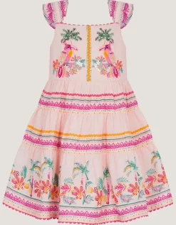 Baby Tina Tropical Toucan Tier Dress Pink
