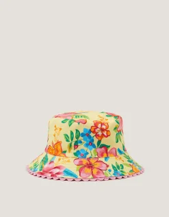 Baby Tropical Flower Reversible Bucket Hat Yellow